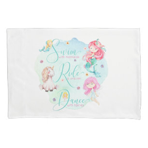 Cute Waterverf Mermaids, Unicorn, Fairies Kussensloop