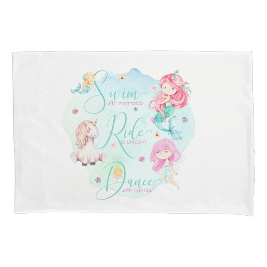 Cute Waterverf Mermaids, Unicorn, Fairies Kussensloop (Voorkant)