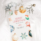 Cute Waterverf Merry Kerstmis Cadeaulabel