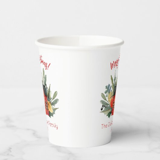 Cute Waterverf Merry Kerstmis Papieren Bekers (Links)