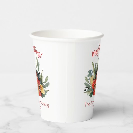 Cute Waterverf Merry Kerstmis Papieren Bekers (Rechts)