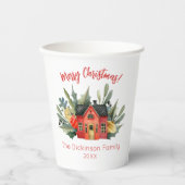 Cute Waterverf Merry Kerstmis Papieren Bekers (Voorkant)