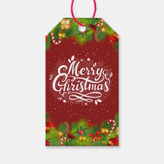 Cute Waterverf Merry Kerstmis snoep Gift Labels Cadeaulabel (Voorkant)