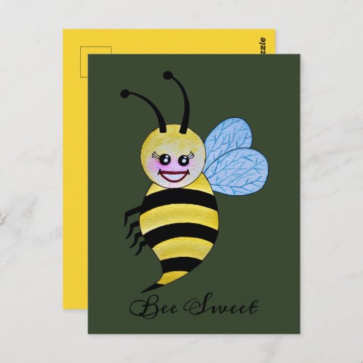 Cute Waterverf met Happy Smile Briefkaart (Voorkant / Achterkant)