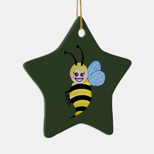 Cute Waterverf met Happy Smile Keramisch Ornament (Rechts)