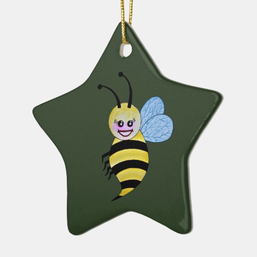 Cute Waterverf met Happy Smile Keramisch Ornament (Links)