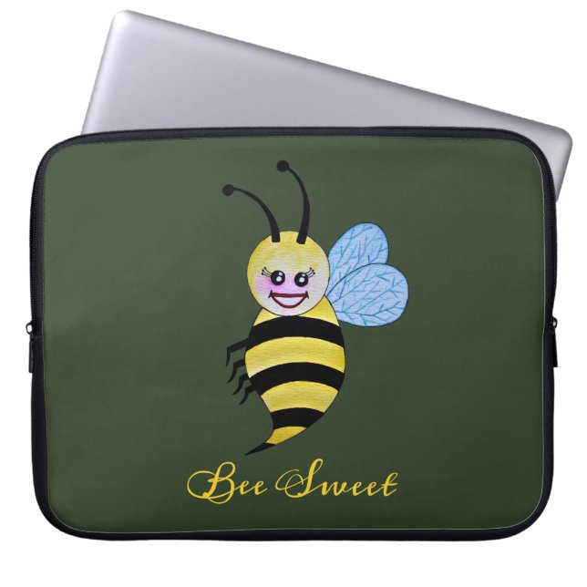 Cute Waterverf met Happy Smile Laptop Sleeve (Voorkant)