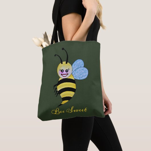 Cute Waterverf met Happy Smile Tote Bag (Dichtbij)