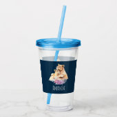 Cute Waterverf Moeder Lons & Cub Acryl Drinkbeker (Achterkant)