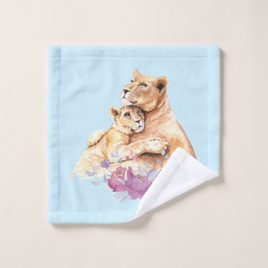 Cute Waterverf Moeder Lons & Cub Bad Handdoek (Wasdoekje)