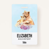 Cute Waterverf Moeder Lons & Cub Badge (Achterkant)