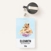 Cute Waterverf Moeder Lons & Cub Badge (Achterkant met intrekbare)