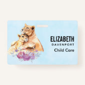 Cute Waterverf Moeder Lons & Cub Badge (Voorkant)