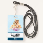 Cute Waterverf Moeder Lons & Cub Badge (Achterkant met draagriem)