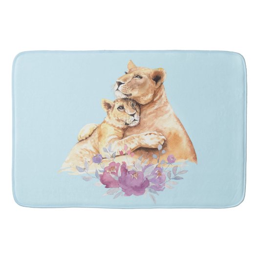 Cute Waterverf Moeder Lons & Cub Badmat (Voorkant)