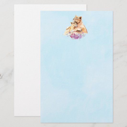 Cute Waterverf Moeder Lons & Cub Briefpapier (Voorkant / Achterkant)