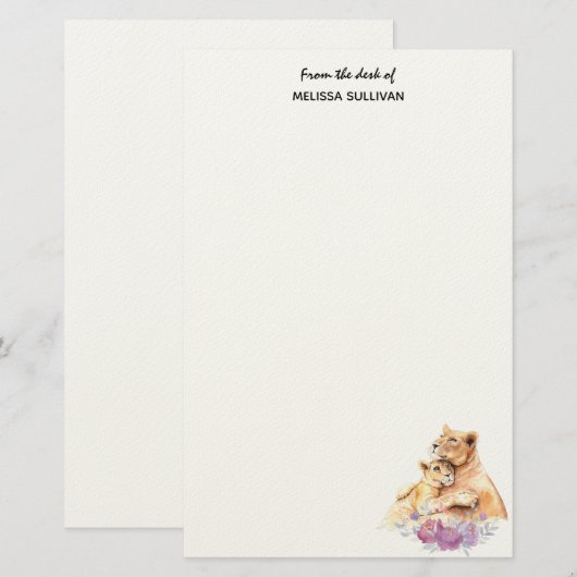 Cute Waterverf Moeder Lons & Cub Briefpapier (Voorkant / Achterkant)