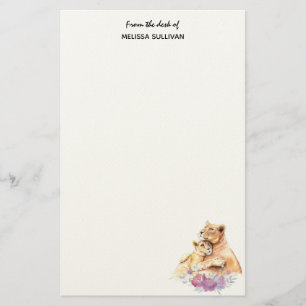 Cute Waterverf Moeder Lons & Cub Briefpapier