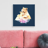 Cute Waterverf Moeder Lons & Cub Canvas Afdruk (Insitu (Woonkamer))