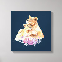 Cute Waterverf Moeder Lons & Cub