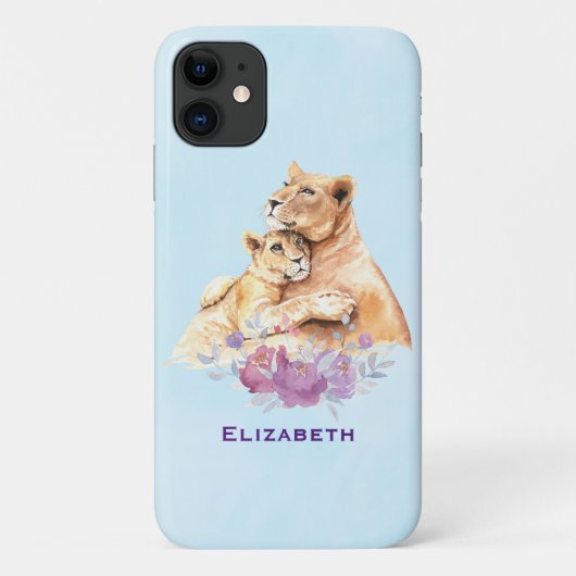 Cute Waterverf Moeder Lons & Cub Case-Mate iPhone Case (Achterkant)