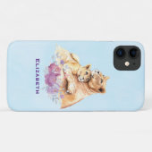 Cute Waterverf Moeder Lons & Cub Case-Mate iPhone Case (Achterkant (horizontaal))