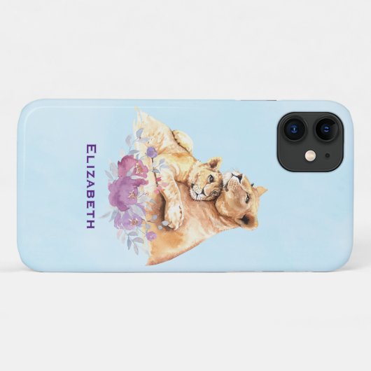 Cute Waterverf Moeder Lons & Cub Case-Mate iPhone Case (Achterkant (horizontaal))
