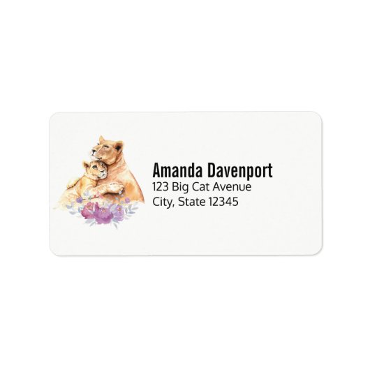 Cute Waterverf Moeder Lons & Cub Etiket (Voorkant)