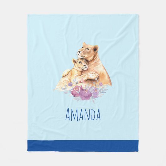 Cute Waterverf Moeder Lons & Cub Fleece Deken (Voorkant)