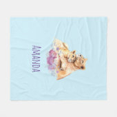 Cute Waterverf Moeder Lons & Cub Fleece Deken (Voorkant (Horizontaal))
