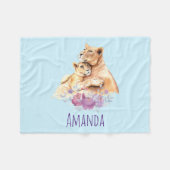 Cute Waterverf Moeder Lons & Cub Fleece Deken (Voorkant (Horizontaal))