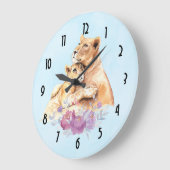 Cute Waterverf Moeder Lons & Cub Grote Klok (Hoek)