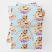 Cute Waterverf Moeder Lons & Cub Inpakpapier Vel (In situ)