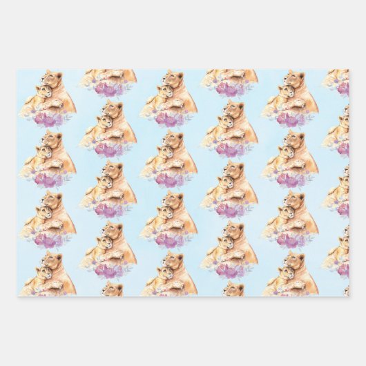 Cute Waterverf Moeder Lons & Cub Inpakpapier Vel (Voorkant)