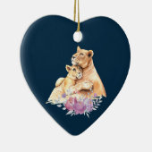 Cute Waterverf Moeder Lons & Cub Keramisch Ornament (Rechts)