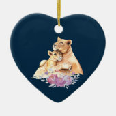 Cute Waterverf Moeder Lons & Cub Keramisch Ornament (Voorkant)