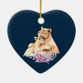 Cute Waterverf Moeder Lons & Cub Keramisch Ornament (Achterkant)