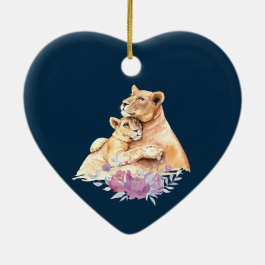 Cute Waterverf Moeder Lons & Cub Keramisch Ornament (Achterkant)