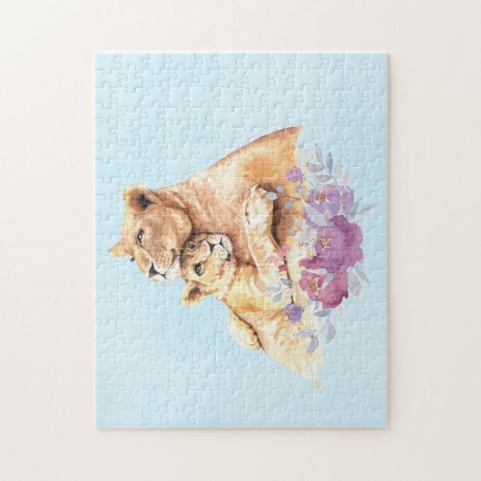 Cute Waterverf Moeder Lons & Cub Legpuzzel (Verticaal)