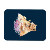 Cute Waterverf Moeder Lons & Cub Magneet (Horizontaal)