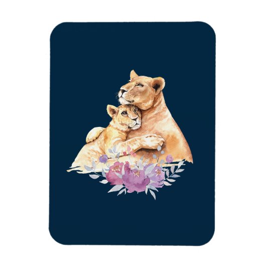 Cute Waterverf Moeder Lons & Cub Magneet (Verticaal)
