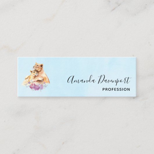 Cute Waterverf Moeder Lons & Cub Mini Visitekaartje (Voorkant)