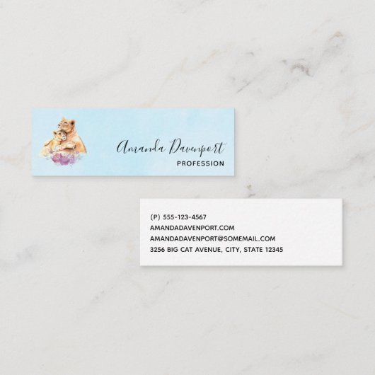 Cute Waterverf Moeder Lons & Cub Mini Visitekaartje (Voorkant / Achterkant)