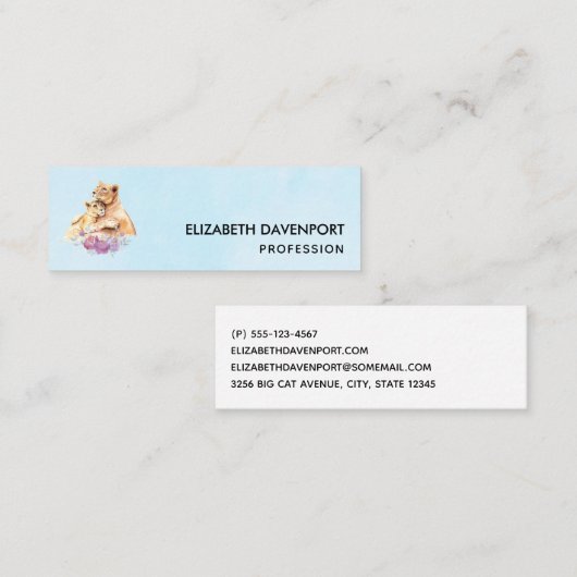 Cute Waterverf Moeder Lons & Cub Mini Visitekaartje (Voorkant / Achterkant)