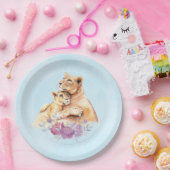 Cute Waterverf Moeder Lons & Cub Papieren Bordje (Feest)