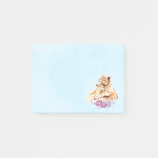 Cute Waterverf Moeder Lons & Cub Post-it® Notes (Voorkant)