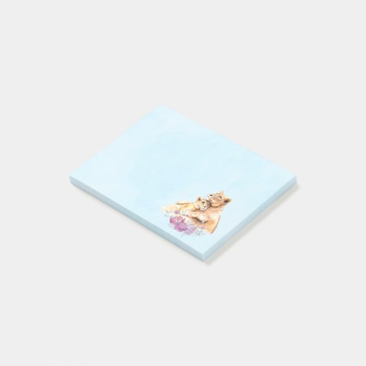 Cute Waterverf Moeder Lons & Cub Post-it® Notes (Schuin)