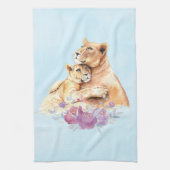 Cute Waterverf Moeder Lons & Cub Theedoek (Verticaal)