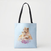 Cute Waterverf Moeder Lons & Cub Tote Bag (Voorkant)