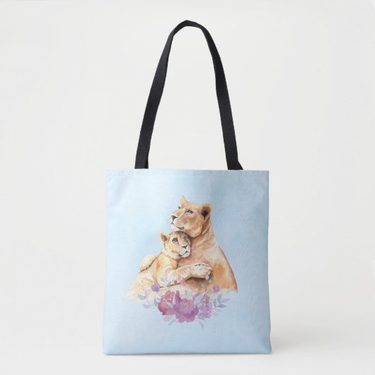 Cute Waterverf Moeder Lons & Cub Tote Bag (Voorkant)